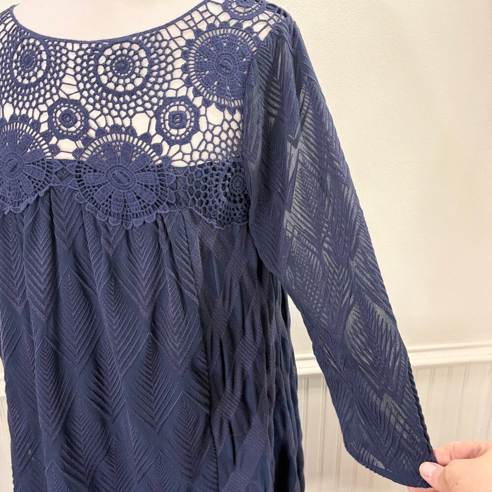 Holding Horses Size S‎ Augusta Swing Dress Crochet Lace Navy Cottagecore Boho - Picture 5 of 12